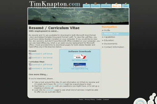 TimKnapton.com screenshot