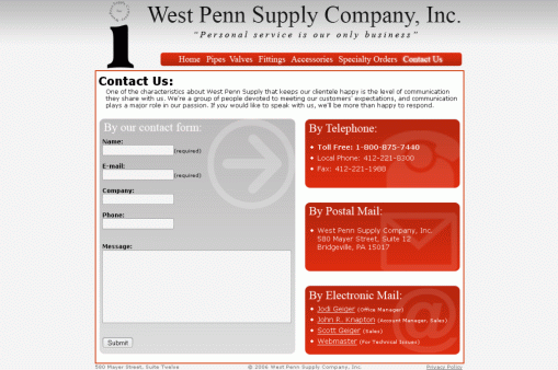 Screenshot of WestPennSupply.com